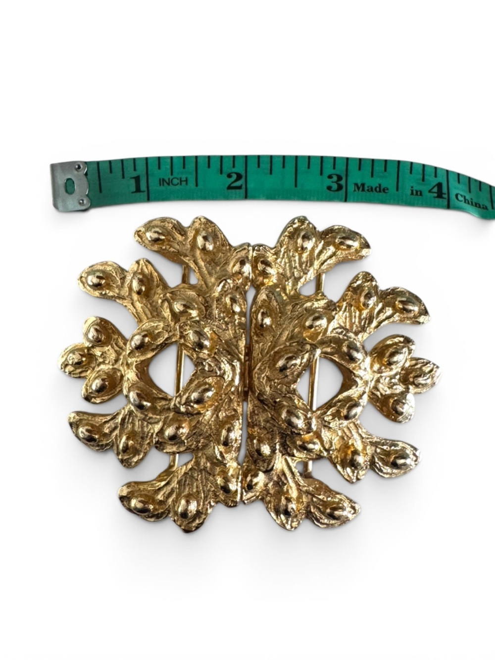 Large Mimi Di N 1973 Gold Coral Buckle Vintage Designer Statement Belt Clasp - Picture 5 of 9